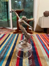 Vintage 1931 Silver Plated Fame Hood Ornament Mascot in an Art Deco Style