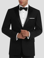 New Black Tuxedo Linea Uomo Modern Fit  Jacket 36 Short / Pants 30 Waist Unhemm