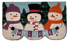 Briarwood Lane Winter Snowmen Welcome Natural Fiber Coir Doormat 18 x 30