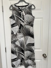 NWT T By Talbots Dress Midi M Cotton Blend Leaf Design Org. $99