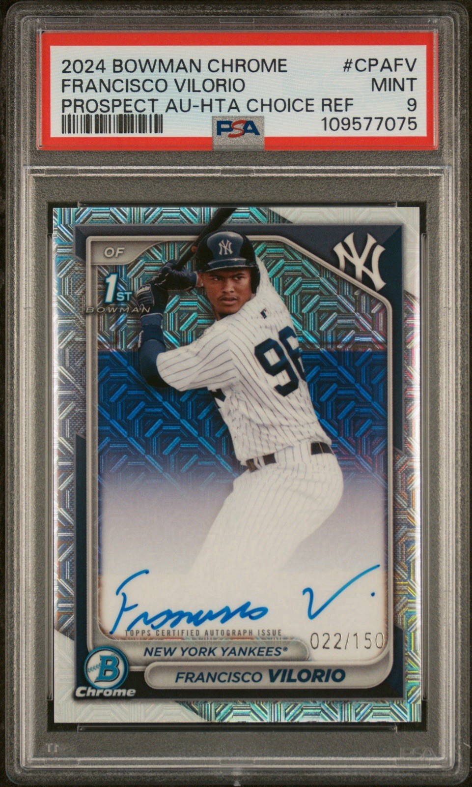 2024 1st Bowman Chrome Francisco Vilorio HTA CHOICE Refractor Auto #/150 PSA 9