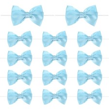 12-Pack Satin Ribbon Twist Tie Bows 3x3.6" Bow Twist for Craft Light Blue