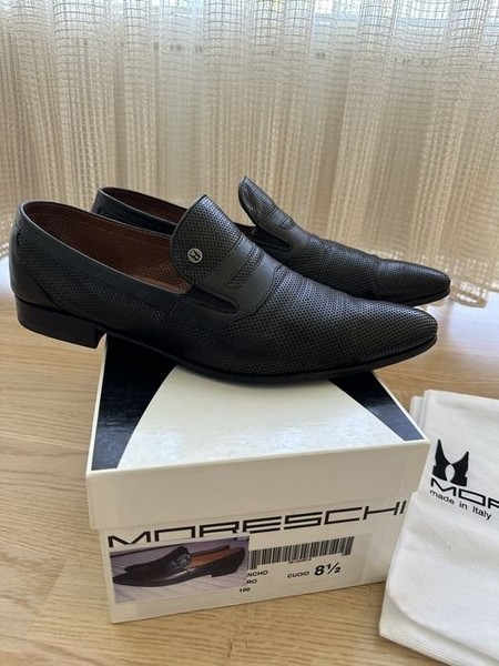 Men Moreschi Heels Black Leather 42.5