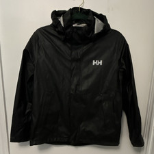 Helly Hansen Unisex Kids Black Hooded Zip Jacket Solid Logo Size 152/12