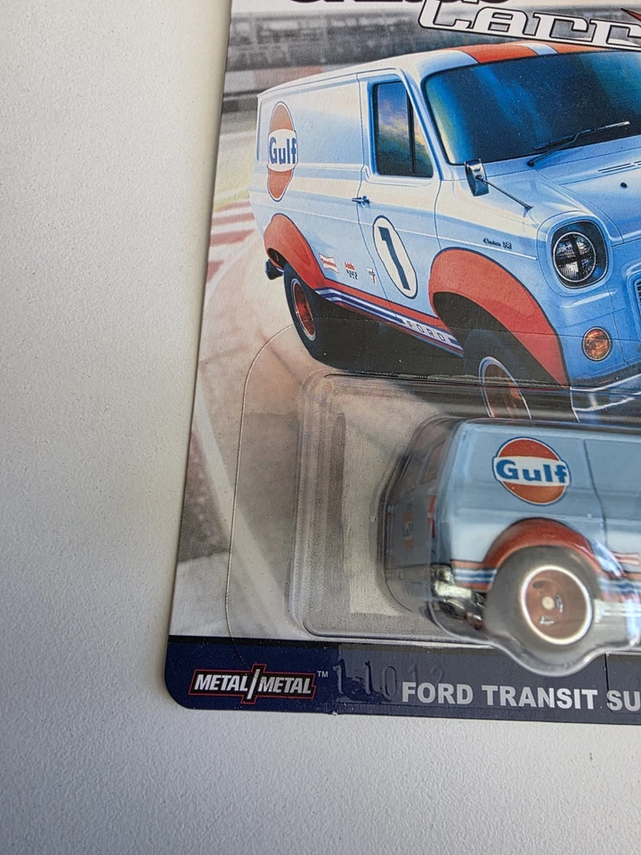 Transportadores de carga Hot Wheels Ford Transit Super Van -Gulf Car Culture - en protector Foto 3 de 4