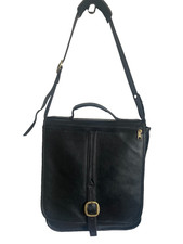 Vtg HOBO International Convertible Messenger/Shoulder/Backpack,90s-Black Leather