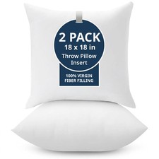 18 x 18 Throw Pillow Insert Pack of 2 White, Down Alternative Pillow Inserts...