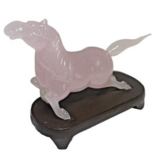 Vintage Pink Art Glass Horse Figurine Chinese...