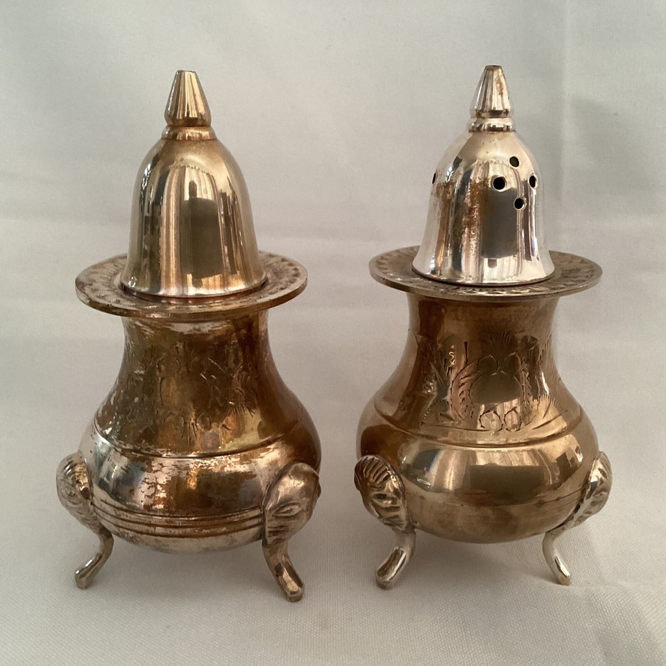 VINTAGE EPNS SILVER PLATED SALT AND PEPPER SHAKERS eBay