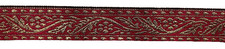 METALLIC GOLD  RED FLORAL WOVEN RIBBON - approx.  " wide, 10 yards long - 23