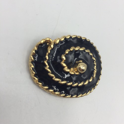 Vtg BLUETTE France Black Enamel Gold Tone Metal Rope Swirl Shoe Clips 1 3/8" - Picture 5 of 6
