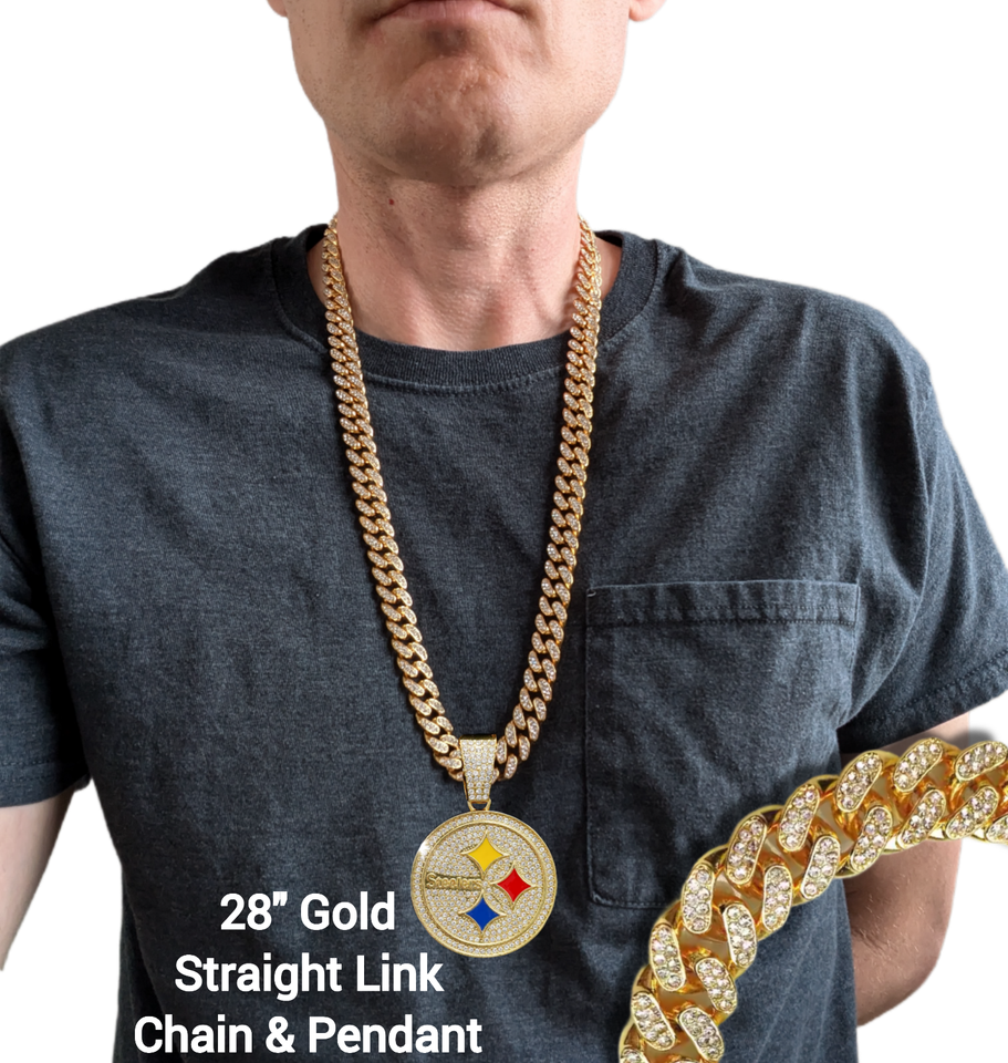 PITTSBURGH STEELERS GEM NECKLACE CUSTOMIZE Bling Hip Hop Pendant