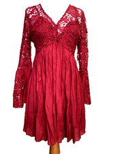 RED HOT FLORAL LACE & COTTON BABY DOLL VALENTINES DATE DRESS - NWT - SZ XL