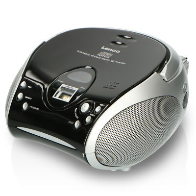 Lenco SCD-24 - Tragbares FM-Radio mit CD-Player - Kopfhöreranschluß - Silber