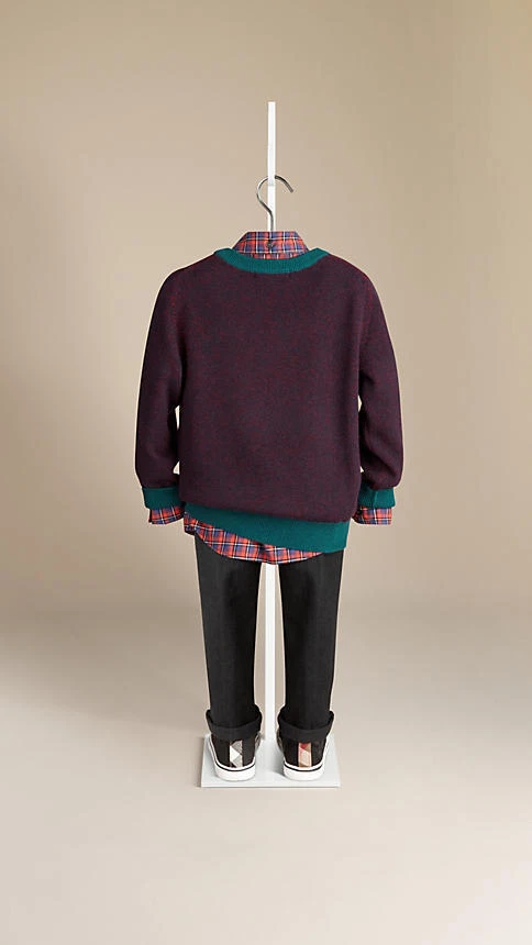 NUEVO $265 Suéter Pullover Burberry Niños Algodón Cachemira Cuello en V, Talla 7Y/122cm Foto 3 de 4