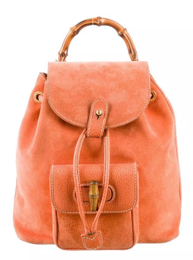 Mini sac à dos en daim bambou GUCCI orange authentique