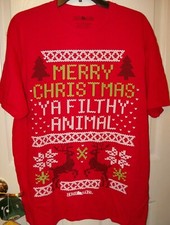 Home Alone Merry Christmas Ya Filthy Animal Red Shirt Mens Size Large NWT