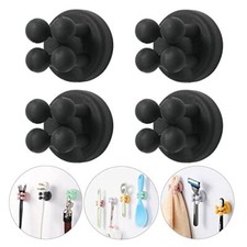 Razor Holder for Shower Hooks   4Pcs Self Adhesive Wall Mounted Black Gray