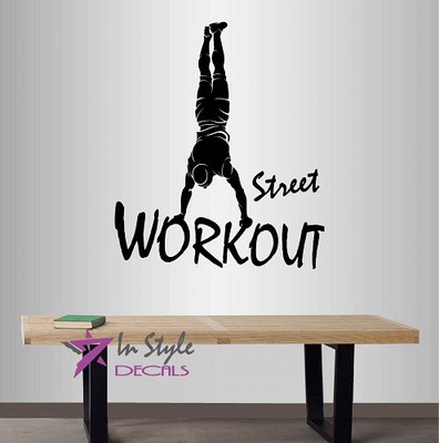 Vinyl Street Workout Words Exercise Strong Muscular Man Sports Wall Sticker 54