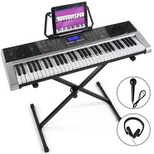 61 Key Portable Electric Keyboard Piano with LCD Screen, Microphone, Headphone