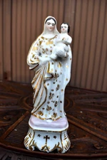 Antique french vieux paris porcelain madonna jesus figurine statue 19thc