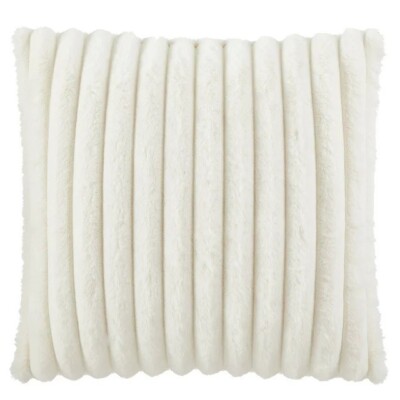 Mainstays Channel Faux Fur Square Accent Pillow Vanilla