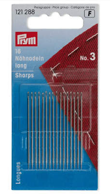 Prym Nähnadeln Sharps Nr. 3 - Stahl, silberfarben, 16 Stück