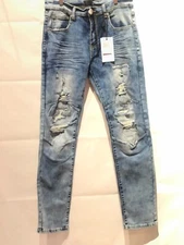 Men's Bleeker Bleeker Distressed Jeans with Rips 0541-Dark Indigo with Ice wash