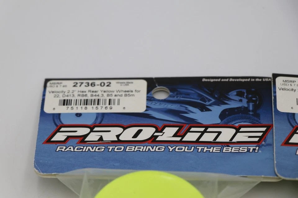 Pro-Line Velocity Wheelset 2.2 Hex Front Rear Yellow RB6 B5 B5m 2735-02 2736-02 - Image 3 of 4