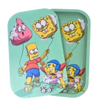 rolling tray with magnetic lid cover , GREEN rolling tray set 10x5.5 inch