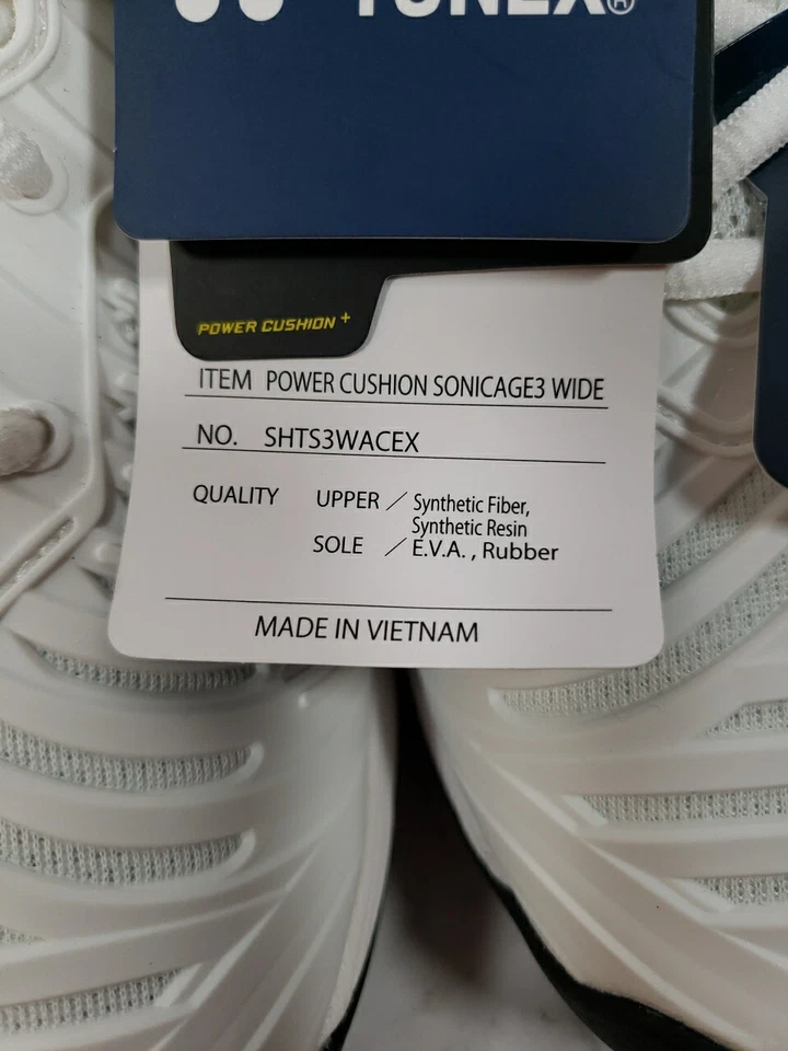 Cojín Yonex Power Sonicage 3 ancho para mujer talla 7,5 blanco/plateado/negro, nuevo con etiquetas Foto 2 de 4