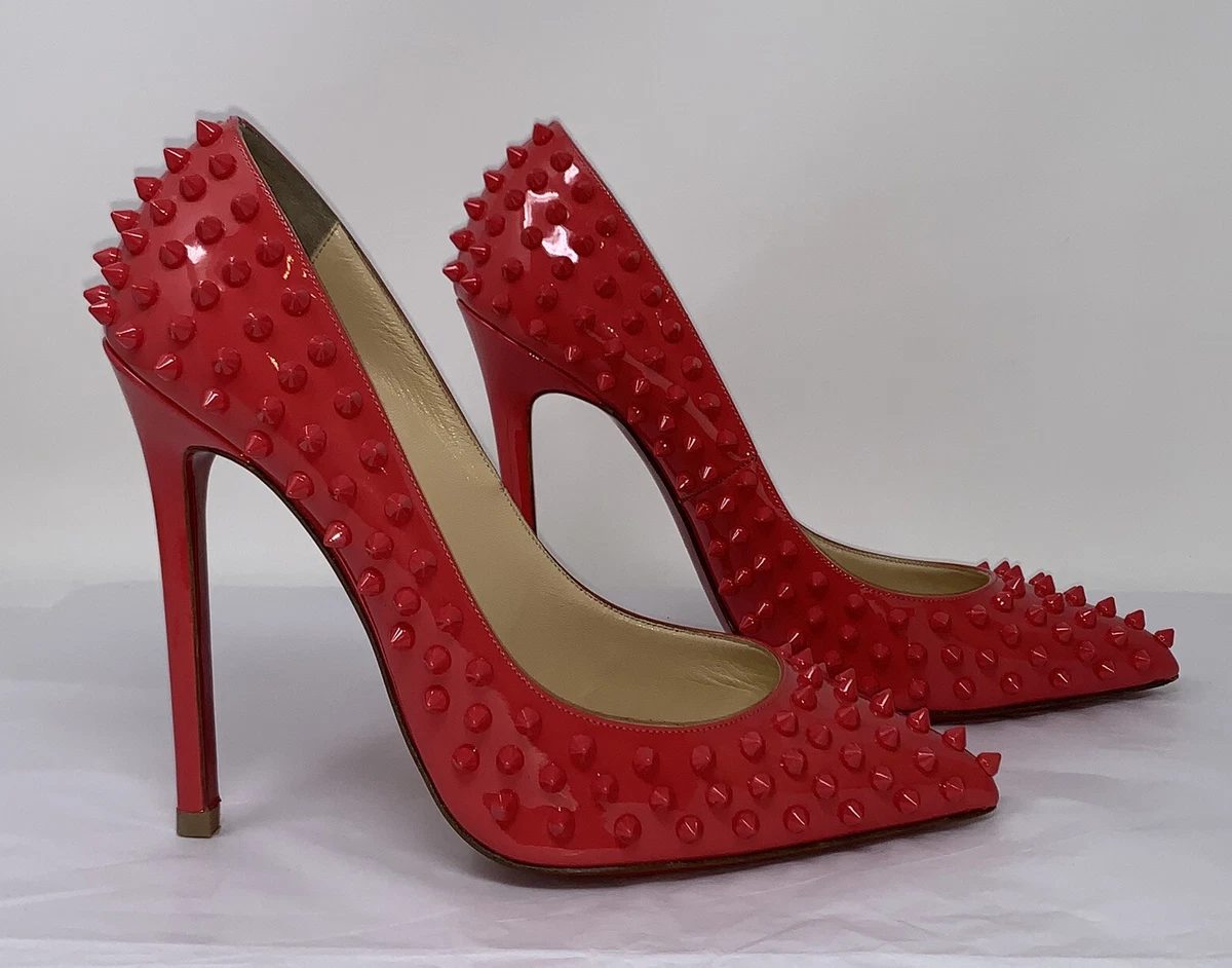 CHRISTIAN LOUBOUTIN Heels Patent Spikes Pigalle 120 Pumps 40.5 Pink AUTHENTIC
