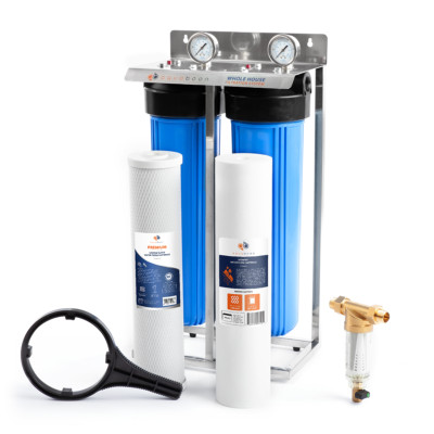 2-Stage 20'' Whole House Filtration System by Aquaboon+Carbon+Sediment+Frame