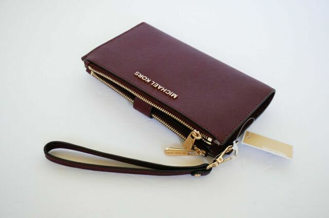 Michael Kors Women Merlot Double Zip Wristlet Wallet for sale online | eBay