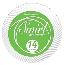 1 of Party Essentials 10" Swirl Plates - Clear 14 Ct.
