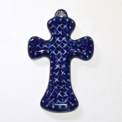 Polish Pottery Cross blue Ceramika Artystyczna Boleslawiec Ornament stoneware