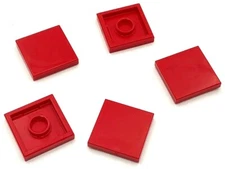 Lego 5 New Red Tiles Flat Smooth 2 x 2 Parts