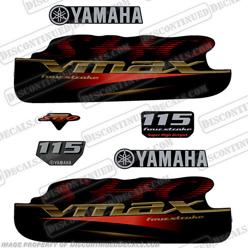 Fits Yamaha 115hp VMAX SHO Fourstroke Decals - Red / Gold / Silver