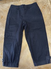 Talbots Navy Blue Pants Sz 8 Perfect Skimmer Curvy Waist 32  Inseam 20  Buttons