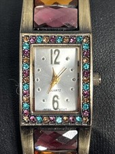 Multicolored Stones Women s Quartz Cuff Watch