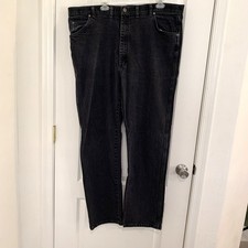 Wrangler Premium Jeans Regular Fit Stretch Waist Black Denim Men's Size 44 x 32