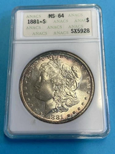 1881-S Morgan Silver Dollar MS64 ANACS Old Holder