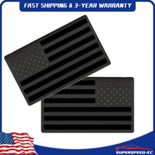 2pcs Black American Flag Emblem 3d Metal Badge Decal Sticker Vehicle