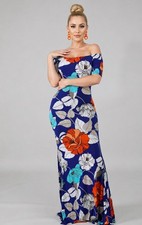 Flower strapless Maxi Dress ( Large )