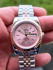 Seiko 5 Sports Pink Dial 7S26A Automatic Refurbished Two Tone, Rose Gold, Fluted