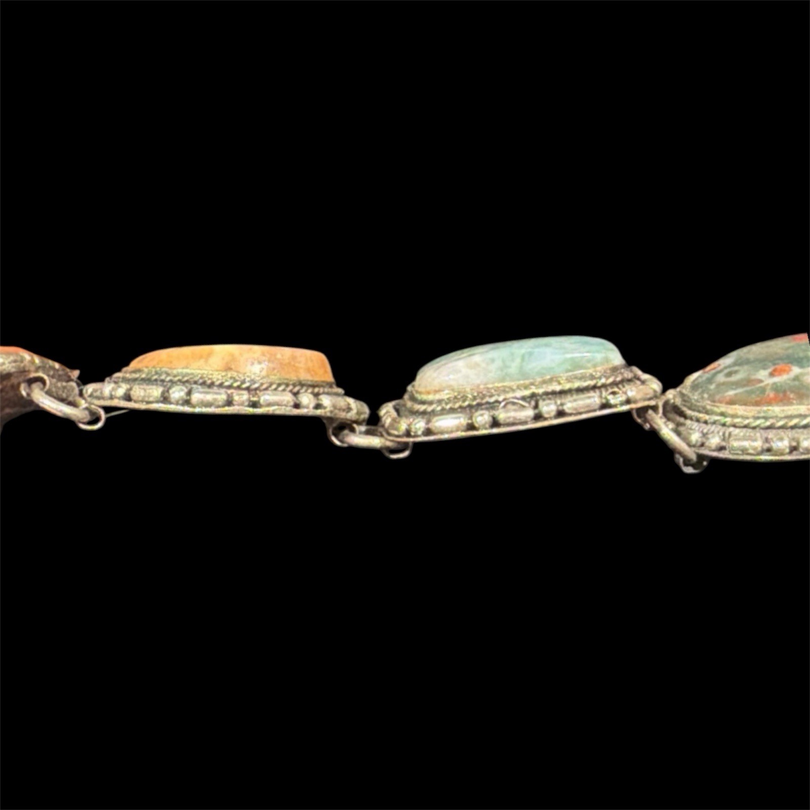 Vintage Multi-Stone Statement Bezeled Silver-tone… - image 22