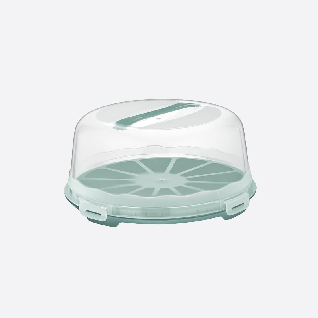 Cloche à gâteau ronde en plastique de 30cm avec couvercle plat à poignée