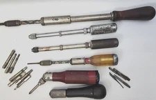 Vintage Spiral Screwdrivers Stanley Yankee No 31A, 41, 233H, Hallowell, Millers
