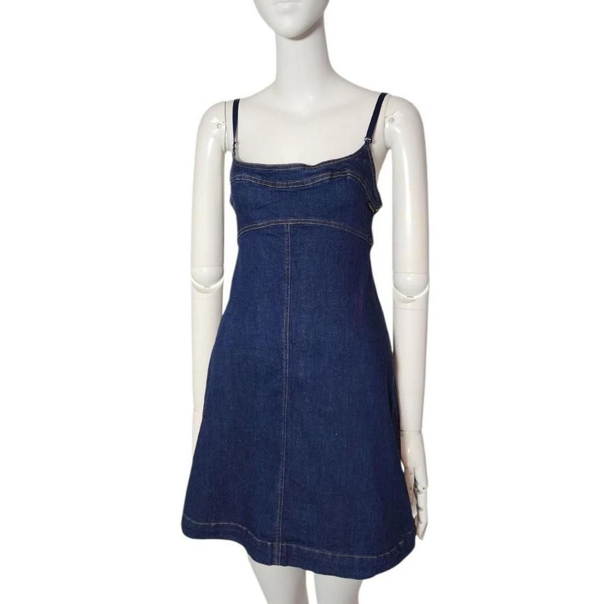 plein sud seam corset denim flare dress Denim Strapless Sweetheart Corset Midi Dress With Pockets