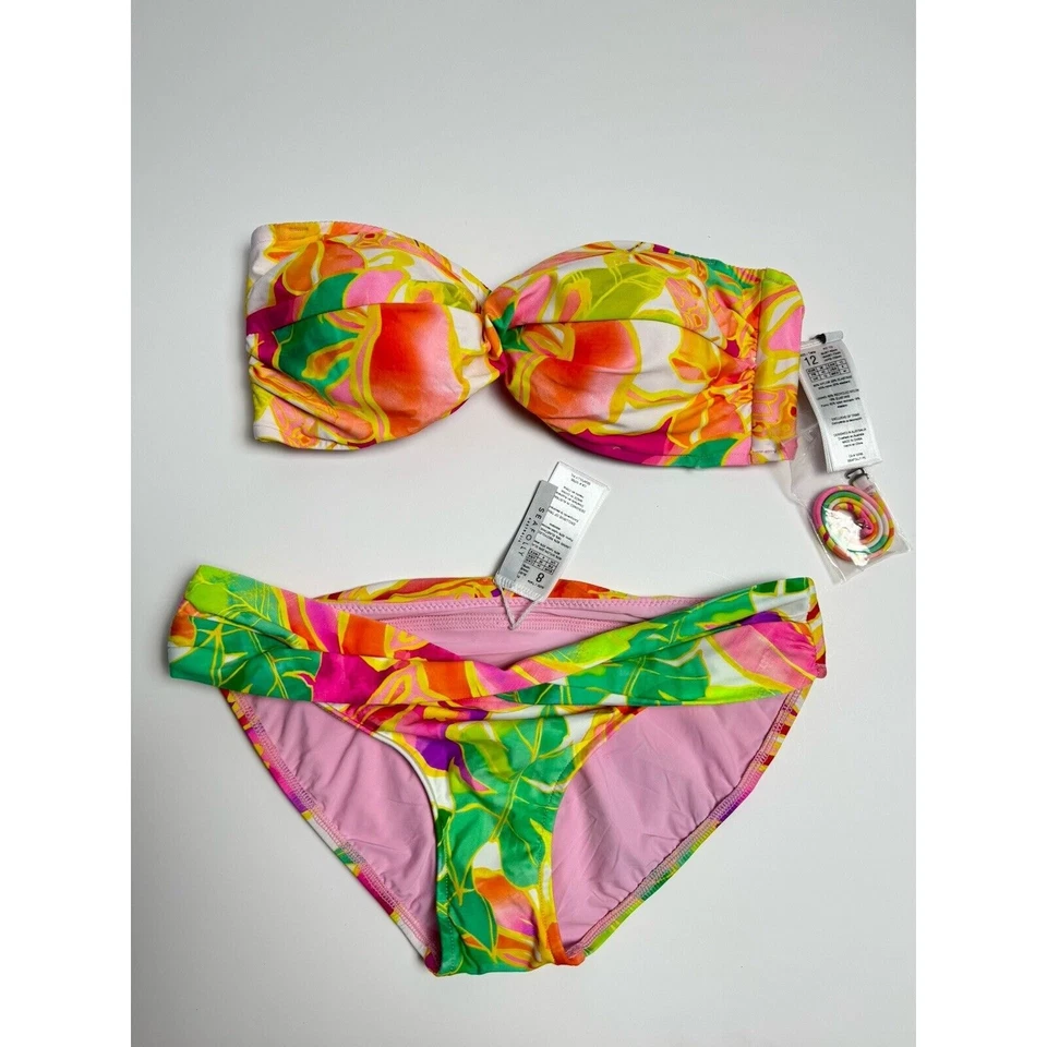 Top de Bikini Seafolly Wonderland 8 Parte Inferior 4 Hipster Bandeau + Correas NUEVO $229 Foto 4 de 4